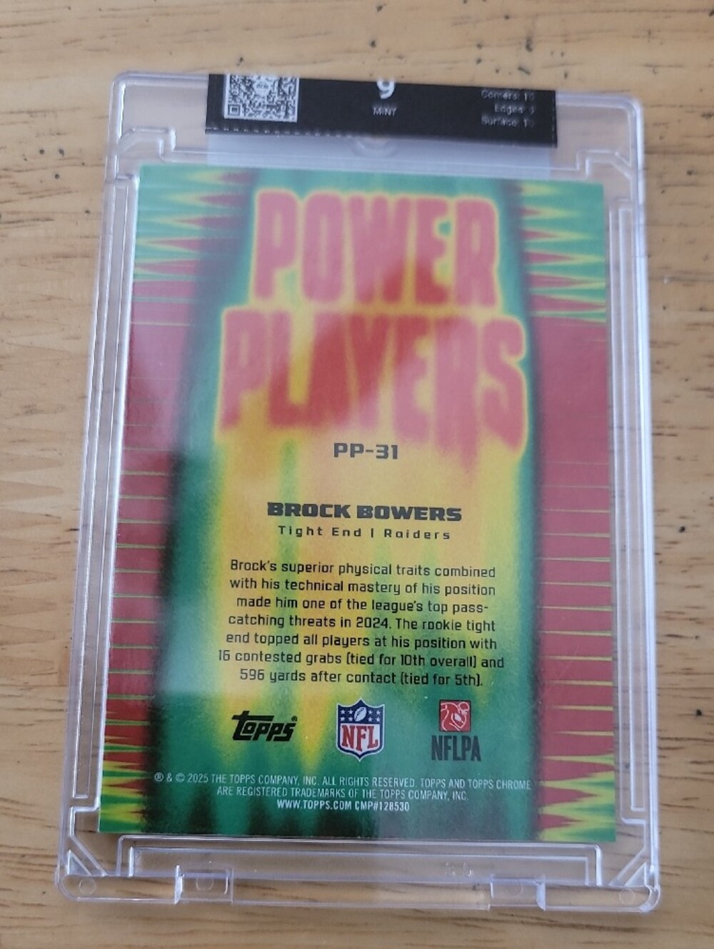 Topps Power Players Brock Bowers Power Players DCM Graded Mint 9 - Picture 2 of 2